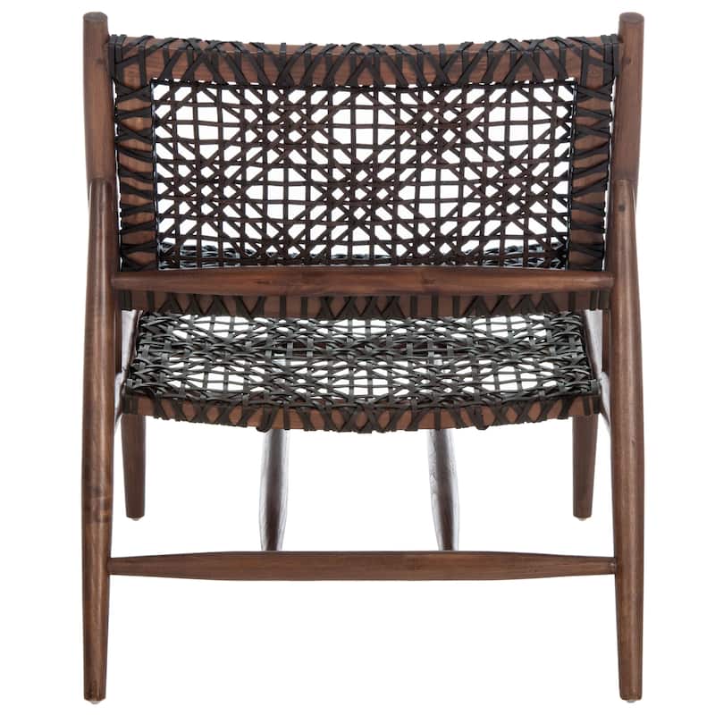 SAFAVIEH Bandelier Open Leather Weave Squared Accent Chair. - 26" W x 32" D x 31" H