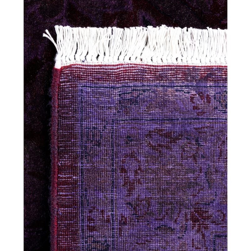 Overdyed One-of-a-Kind Hand-Knotted Runner Rug - Purple - 2' 7" x 12' 7"