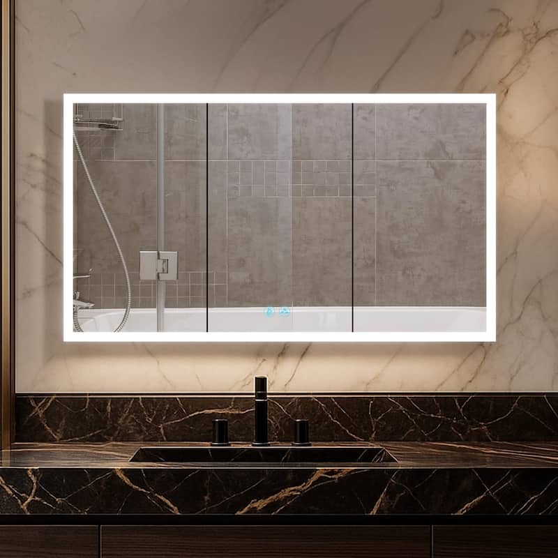 Blossom LED Lighted Medicine Cabinet, Mirror, Left Hinge, Defogger - 48x32