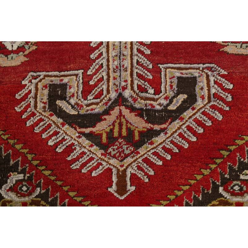 Vegetable Dye Geometric Anatolian Turkish Wool Area Rug Handmade - 3'9" x 6'7"