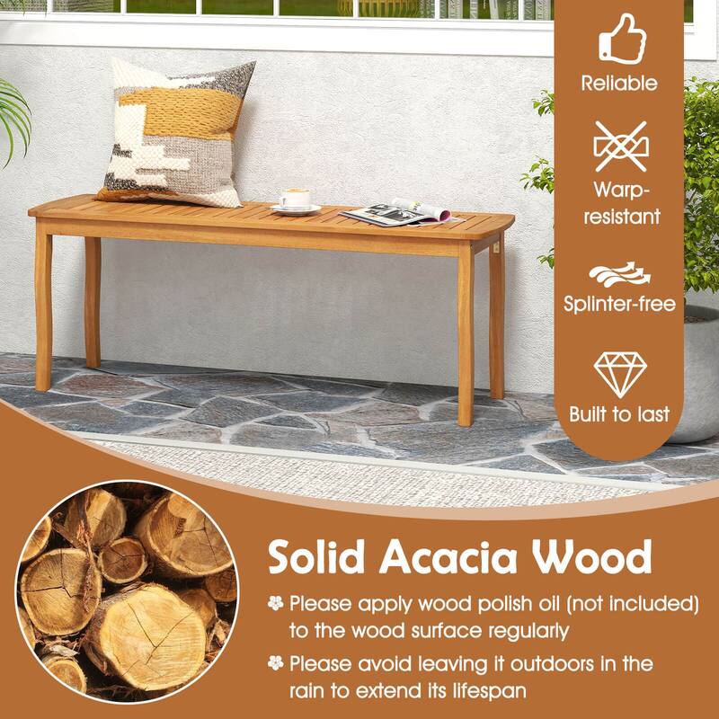 Costway 6 PSC Patio Dining Set Acacia Wood Table and Bench Chairs with - See Details