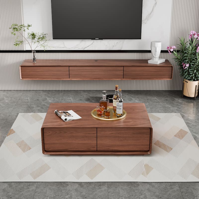 Modland 47" Handmade Modern Coffee Table with 4 Drawers & Rounded Corners - 47.24