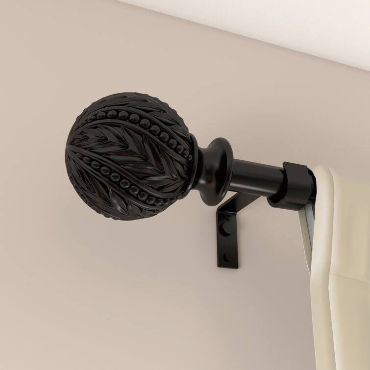 Debuono Black Adjustable Curtain Rod with Final Set