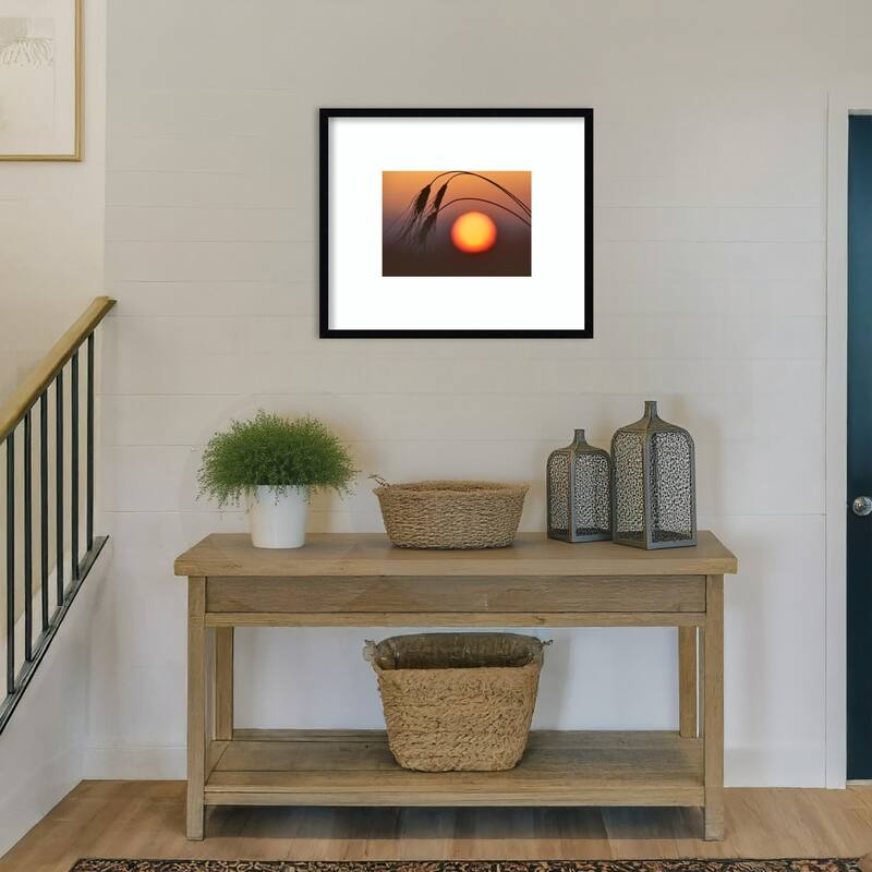 Wheat and Sunrise by Dennis Frates Wood Framed Wall Art Print