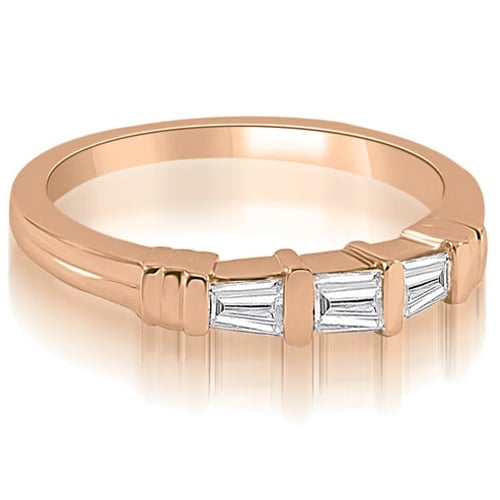 0.25 cttw. 14K Rose Gold 3-Stone Bar Set Baguette Diamond Wedding Ring. Opens flyout.
