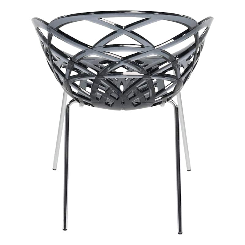 Furnish Theory Fleur-ML Stackable Dining Armchairs Arm Chairs Anti-UV Polycarbonate Shell & Chrome-Plated Steel Legs (Set of 2)