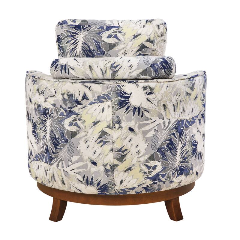 Set of 2 Comfortable Upholstered Swivel Chair with Soft Chenille and Wood Base