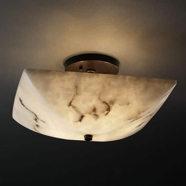 Copper Grove Nierembergia Dark Bronze Alabaster Semi-flush Mount - 2-light Alabaster Dark Bronze Semi-Flush