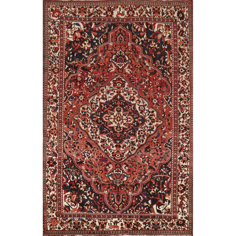 Hand Knotted Oriental 100% Wool Carpet Traditional Floral Oranges & Rust Bakhtiari Area Rug - 10' 1'' X 7' 0''