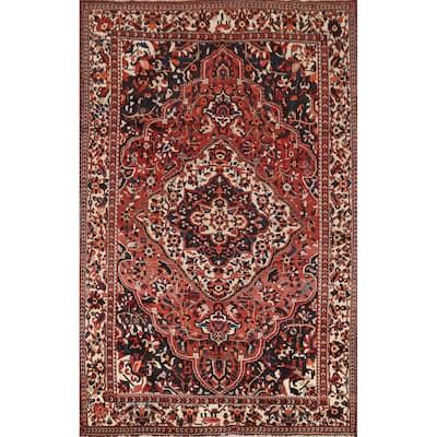 Hand Knotted Oriental 100% Wool Carpet Traditional Floral Oranges & Rust Bakhtiari Area Rug - 10' 1'' X 7' 0''