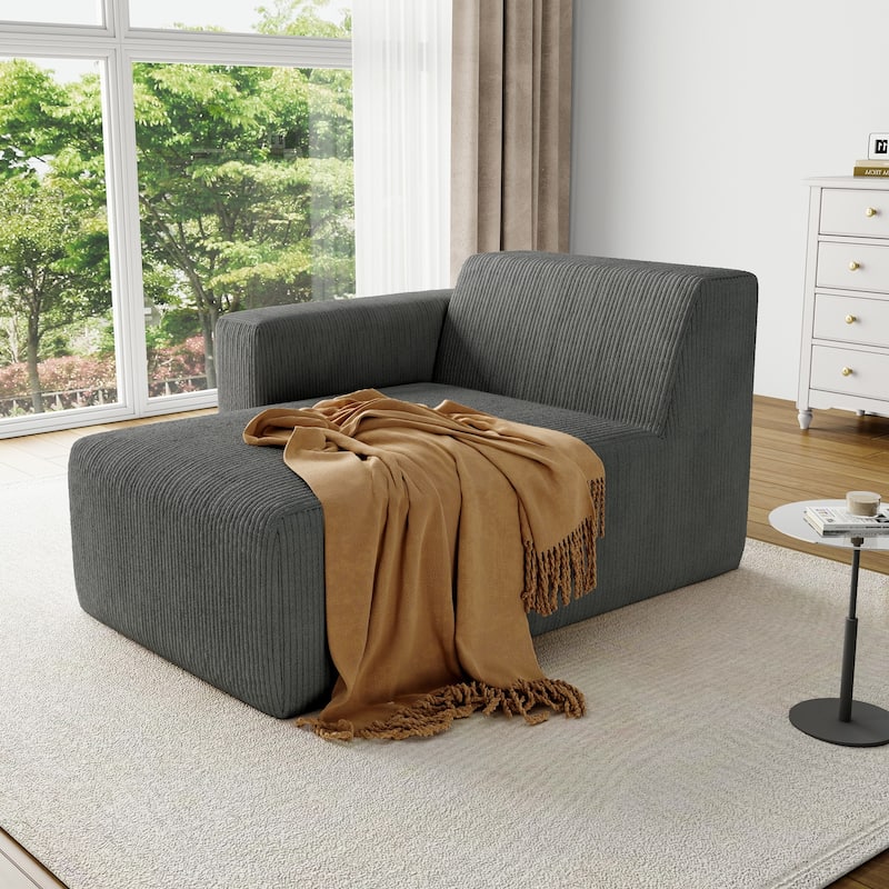 UIXE Upholstered Corduroy Chaise Lounges For Interior - 56.9" W x 31.8 H" 35.3 D"
