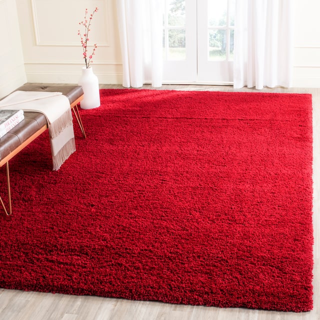 SAFAVIEH Laguna Shag Verdiana Solid Color 2-inch Thick Shag Rug - 8' x 10' - Red