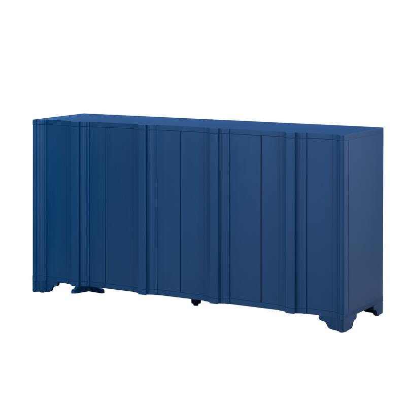 Modern 4-Door Buffet Cabinet Linear Sideboard with Triangular Legs, for Living Rooms, Entrances and Study Rooms