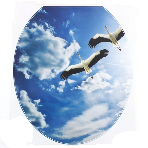 Bathroom PVC Flying Crane Pattern Removable Water Resistance Toilet Lid Sticker