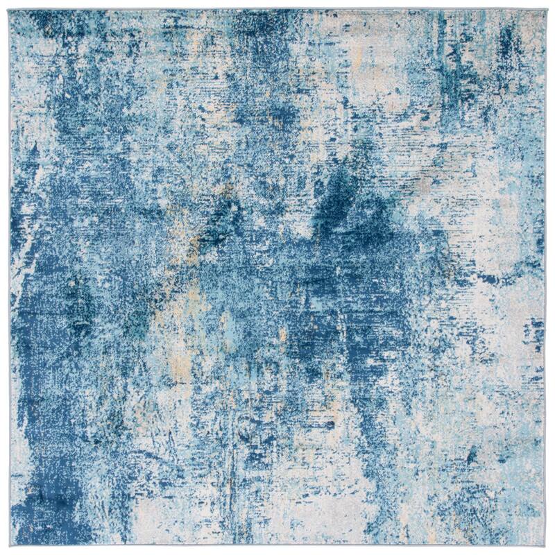 SAFAVIEH Jasper Tonia Modern & Contemporary Rug - 6'7" Square - Aqua/Ivory