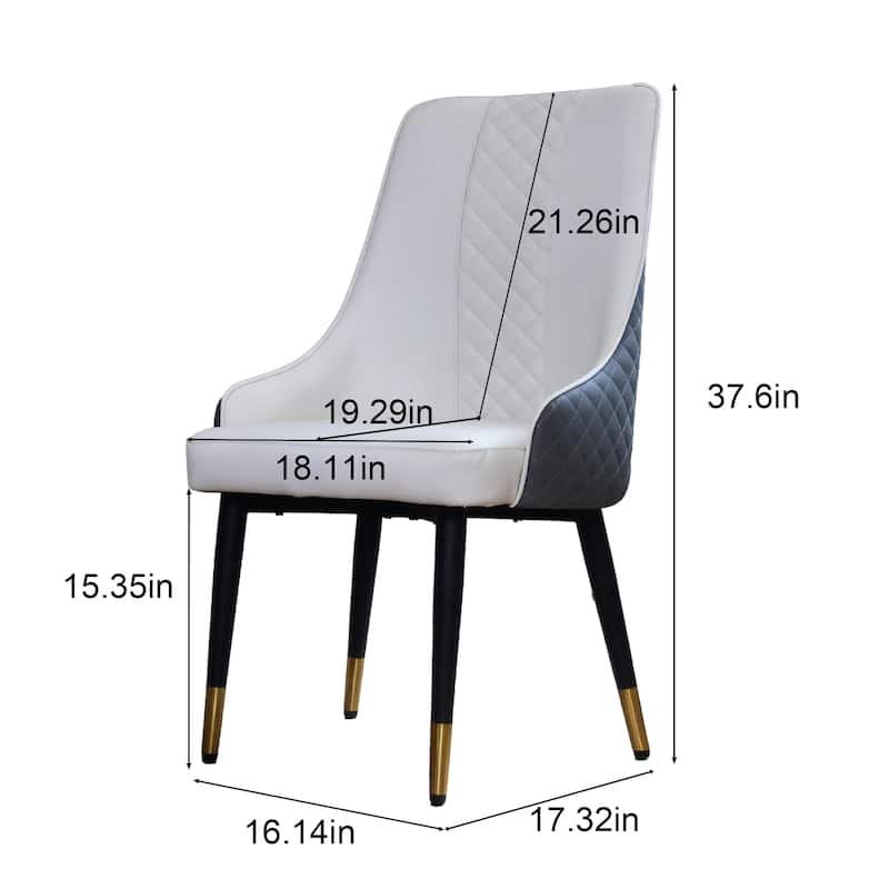 Ergonomic PU Leather Dining Chair High-Back Kitchen Chair with Steel Legs, Set of 2