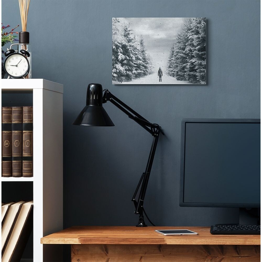 Stupell Modern Photograph Collage Astronaut Winter Path Landscape Canvas Wall Art, Proudly Made in USA