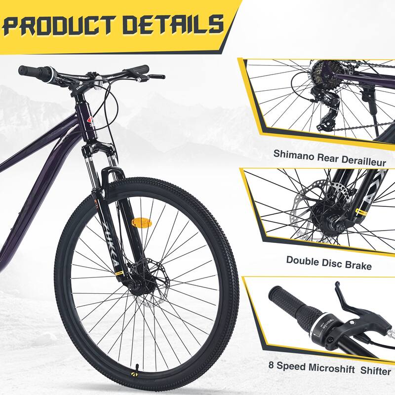 Unisex Mountain Bike - Front Suspension, Steel Frame, Multiple Speeds - 27.5