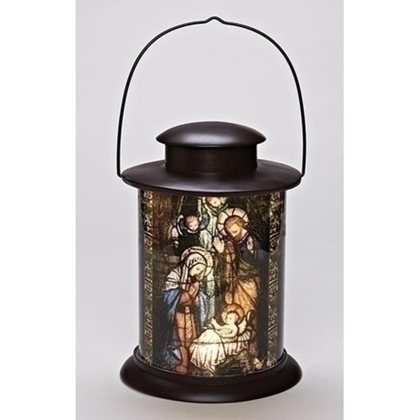 12" Battery Operated LED Lighted Religious Holy Family Christmas Nativity Lantern. Opens flyout.