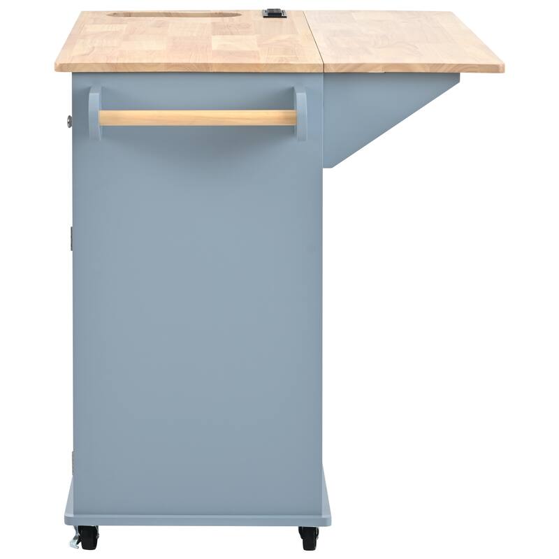 White Kitchen Island with Power Outlet, Drop Leaf, Wine Cup Holder, Adjustable Storage, and 5 Wheels for Home and Dining Room