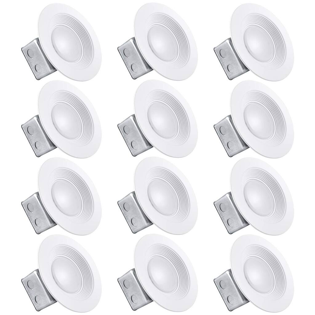 Luxrite 5/6 Inch LED Recessed Light with Junction Box, 15W, 1000 Lumens, Dimmable, IC & Wet Rated, 120V - 277V (12 Pack)