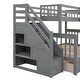 preview thumbnail 16 of 18, Versatility Galore Twin-Twin over Full L-Shaped Bunk Bed With 3 Drawers, Portable Desk and Wardrobe, Maximized space, Grey
