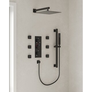 Wall Mounted Shower System 12 in Rainfall Shower Head 3 Body Jets ...