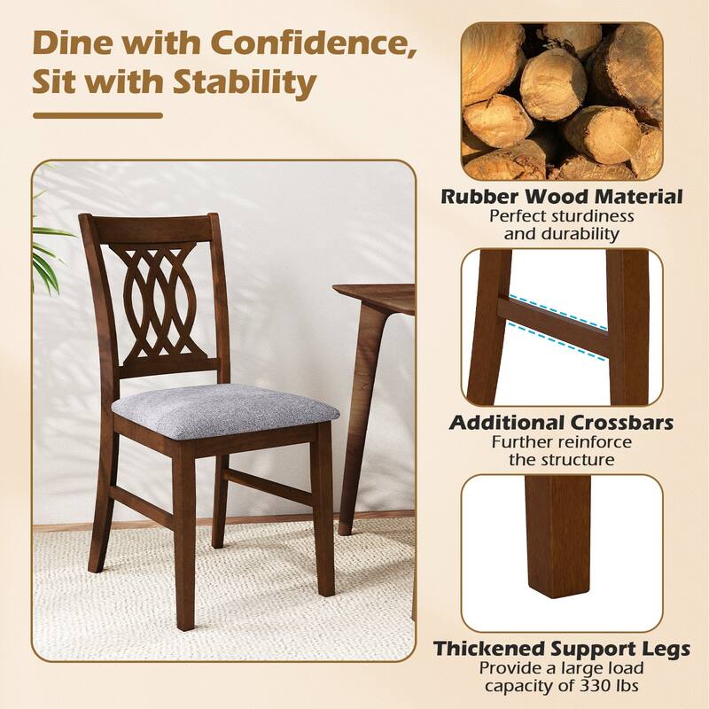 Gymax Dining Chairs Set of 2 w/Padded Seat Hollowed Backrest & Rubber