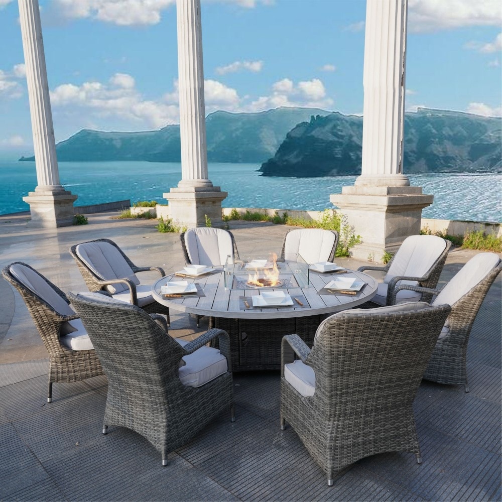 9 piece outdoor dining set with fire pit sales