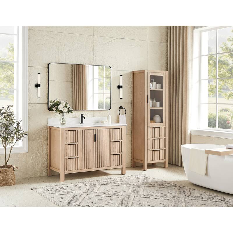 Shenzhen Solid Wood Bathroom Storage Cabinet
