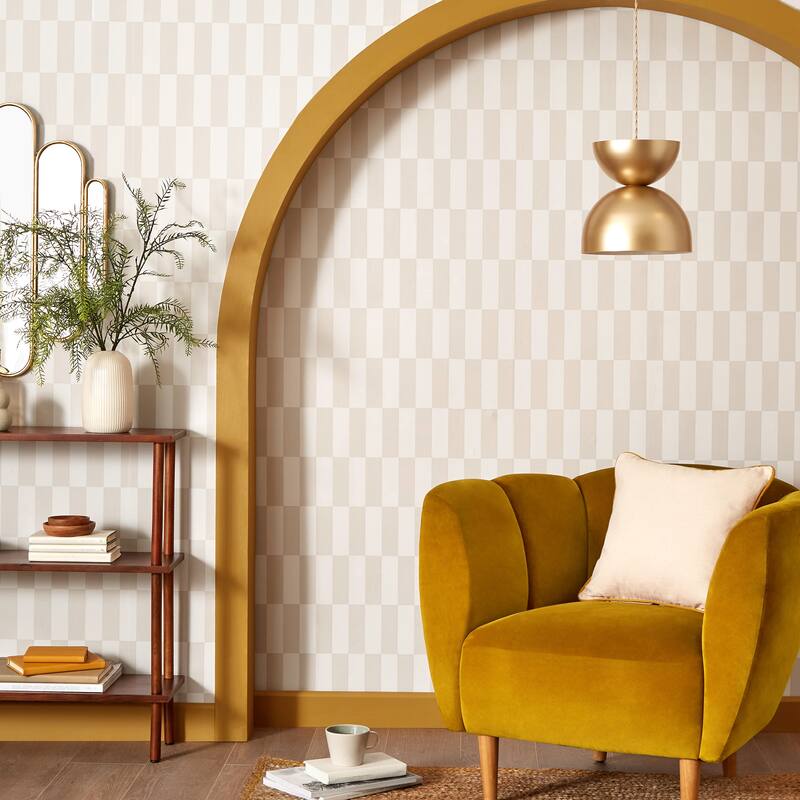 Fine Decor Weston Neutral Modern Checkerboard Wallpaper