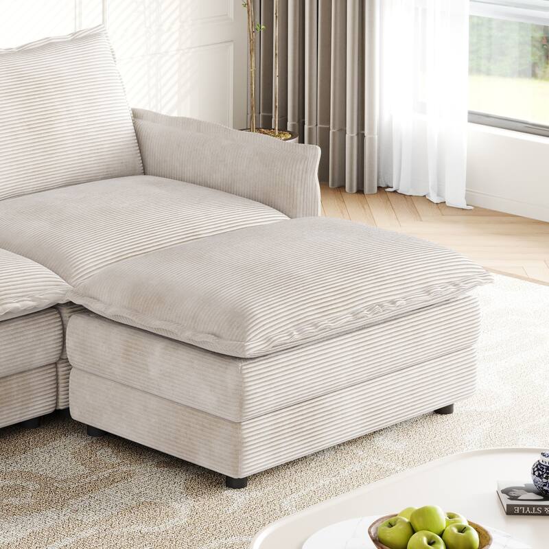 Oversized U-shape Upholstered Couch Deep Seat Sleeper Sectional Sofa with 2 Ottomans