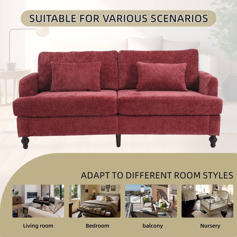 HOMEFUN Chenille Upholstered Mid Century Modern Wood Frame Loveseat for