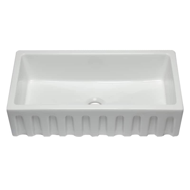 ALFI brand 36 inch White Reversible Smooth / Fluted Single Bowl Fireclay Farm Sink