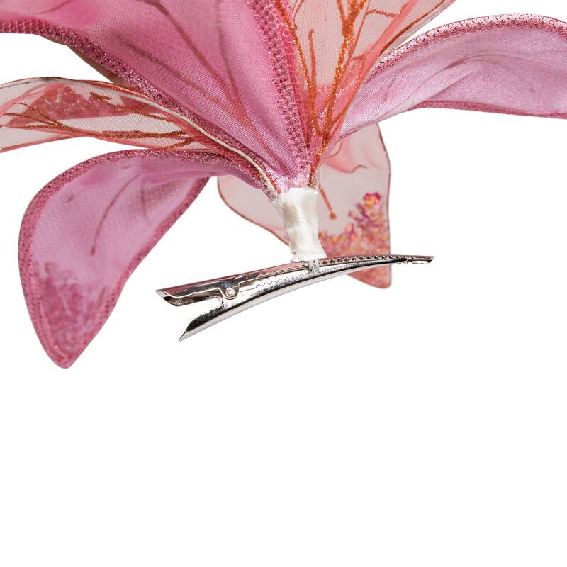 Glitter and Sequin Poinsettia Clip-on Christmas Ornament - 11.5" - Pink and Gold