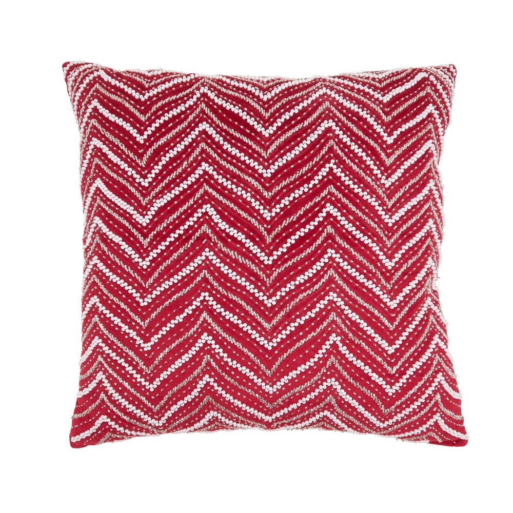 Velvet Beaded Chevron Throw Pillow