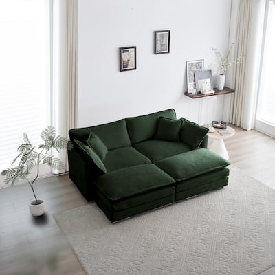 4 - Piece Upholstered Sectional Sofa, 1 - Piece of 2 Seater Sofa and 2- Piece of Ottomans