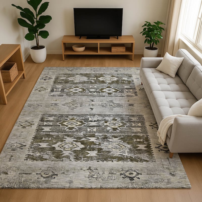 Premium Washable Super Soft Global Icon Mayfield Rug - Brown - 2'6" x 3'10"