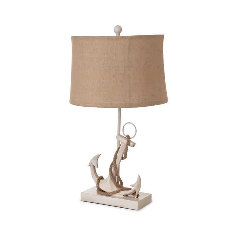 Lux Lighting Cream Anchor with Rope Coastal Table Lamps (Set of 2) 3-Way Switch