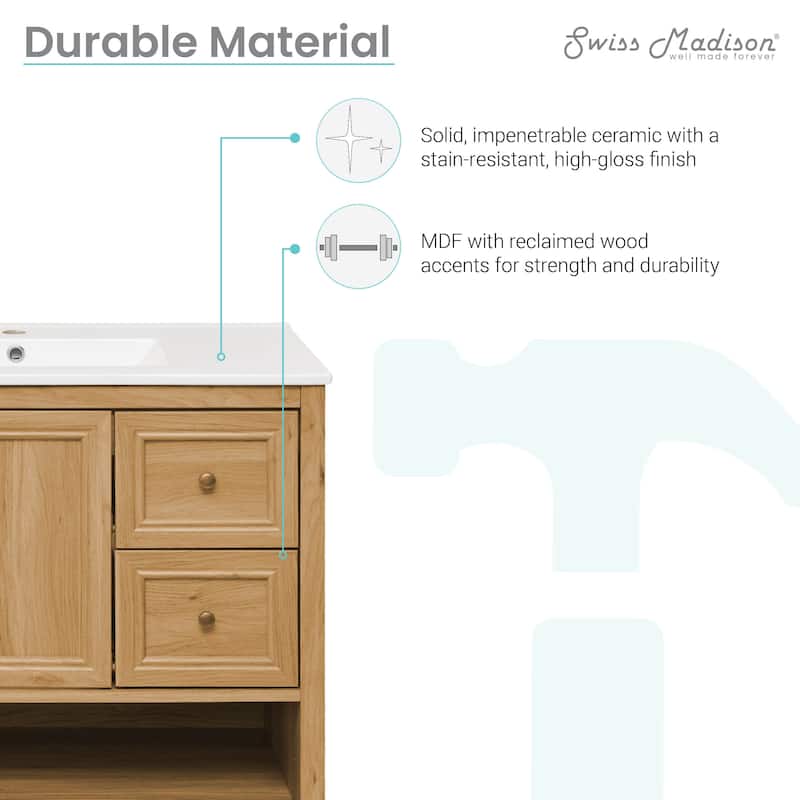 Chateau 36" Bathroom Vanity In Natural Oak