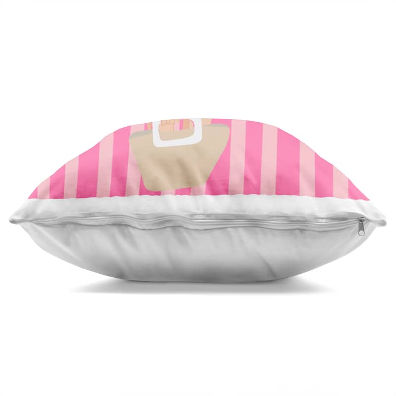 Stupell Pink Striped Glam Girl Decorative Printed Throw Pillow Design by Chen Alyesh