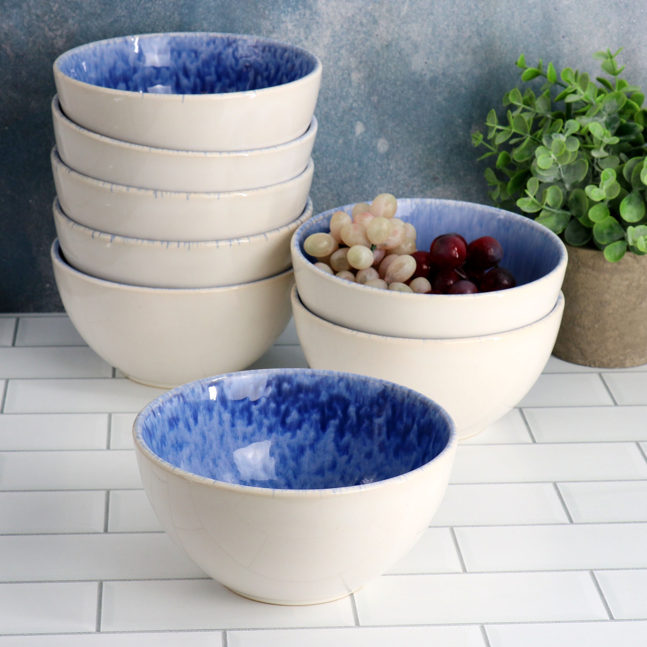 食器  KINGSBOWL Meritage Kensington 8 Piece 6 Inch Reactive Glaze Stoneware Cereal