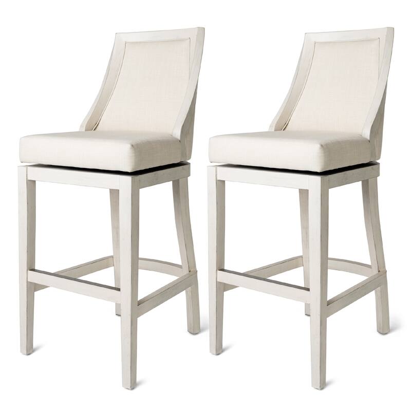 Maven Lane Vienna Swivel Kitchen Stool - Set of 2 - White Oak - Bar Height