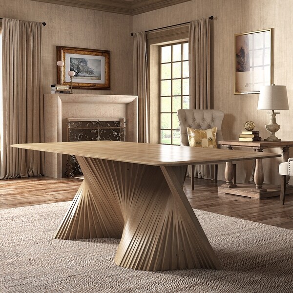 iNSPIRE Q Modern Norvik Wave Base Wood Dining Table - Bed Bath
