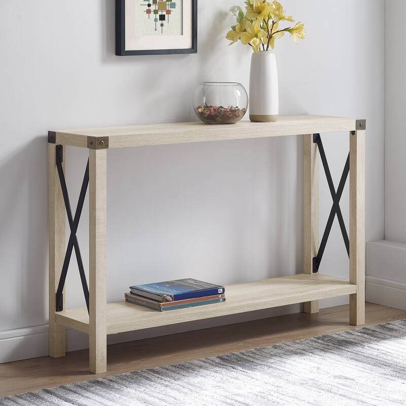 Middlebrook Kujawa 46-inch Wide X-frame Farmhouse Entry Table - White Oak