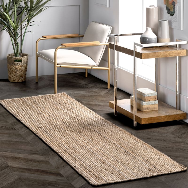 Nuloom Adelaida Farmhouse Jute Area Rug - 2'6" x 8' Runner - Natural