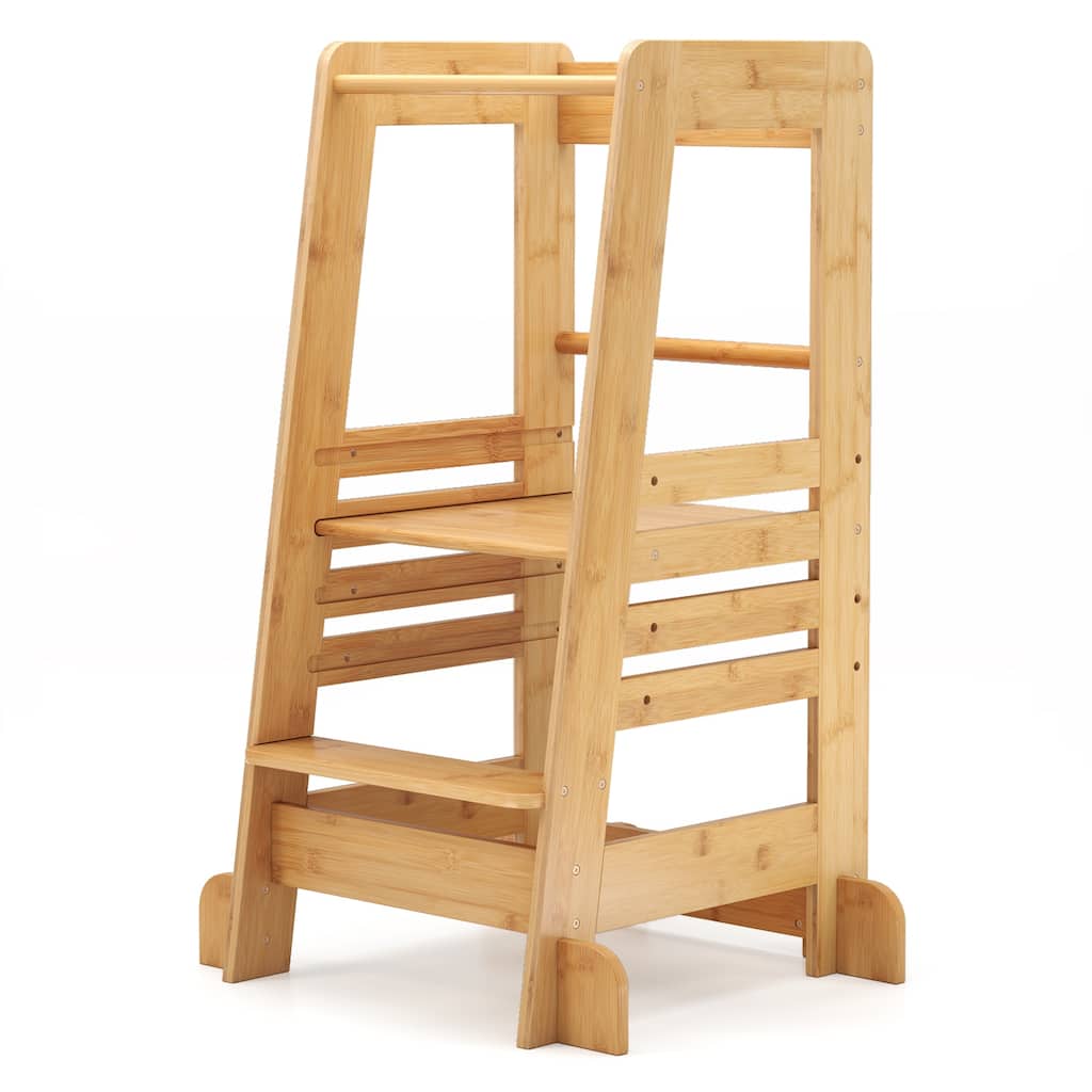 Gymax Kids Kitchen Step Stool Kids Standing Tower w/ Safety Rails