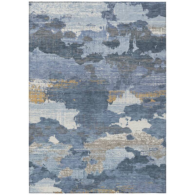 Machine Washable Indoor/ Outdoor Abstract Casual Chantille Rug