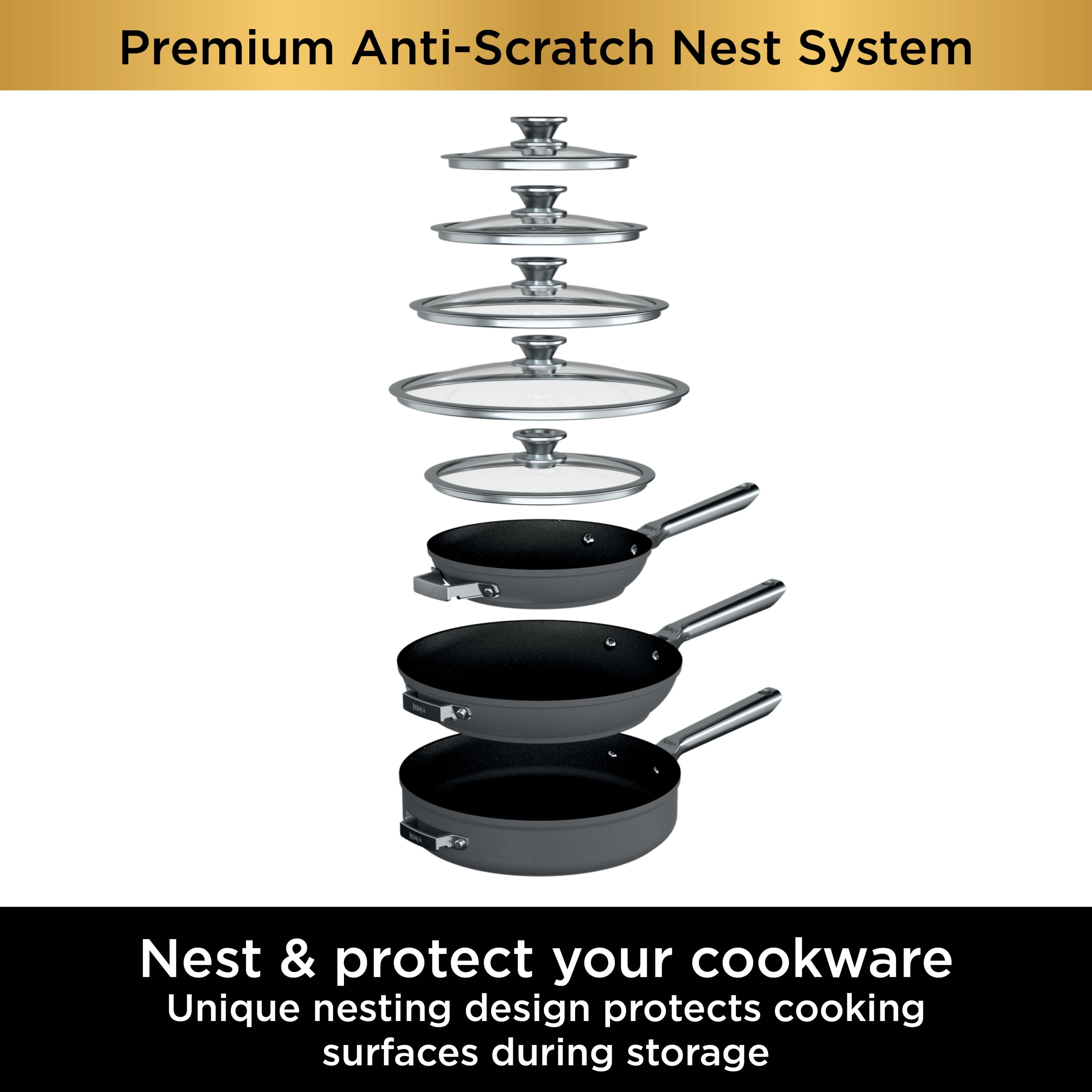Ninja Foodi Neverstick Premium Space Saving 10 Piece Cookware Set