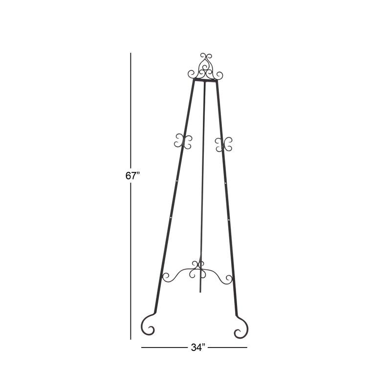Metal Scroll Large Adjustable 3 Tier Display Easel with Chain Support - Black - Roche River Decor